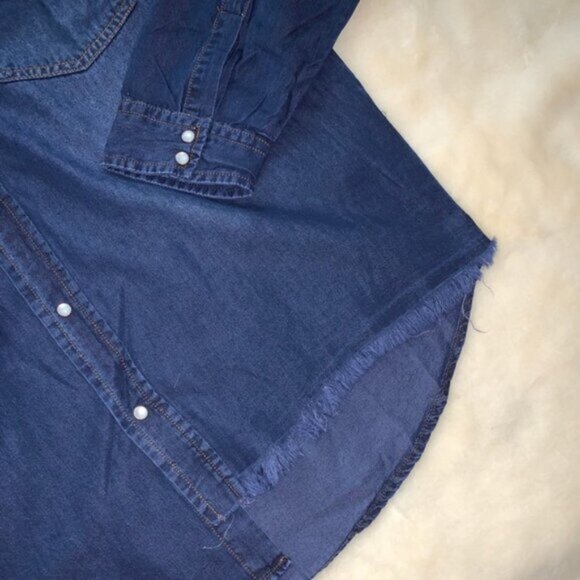 Free People One Teaspoon Denim Button Down Shirt Chambray Dark wash Size XS - Picture 9 of 16